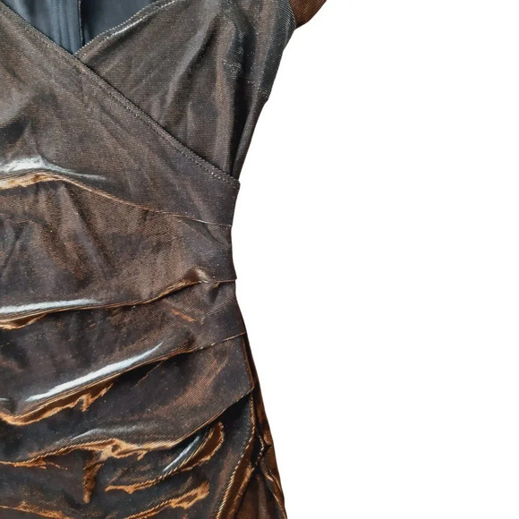 Windsor Bronze / Copper Shiny Midi Dress with Slit in Size Small - Picture 5 of 8